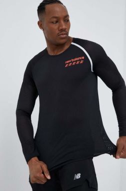 Bežecké tričko s dlhým rukávom New Balance Accelerate Pacer čierna farba, s potlačou
