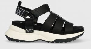 Sandále Pepe Jeans Venus dámske, čierna farba, na platforme, PLS90570