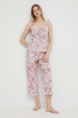 Bavlnené pyžamo Kate Spade ružová farba, bavlnená