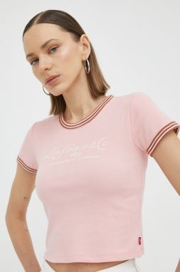 Bavlnené tričko Levi's ružová farba