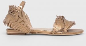 Kožené sandále Baldowski dámske, zlatá farba