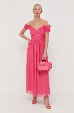Hodvábne šaty Luisa Spagnoli ružová farba, maxi, áčkový strih