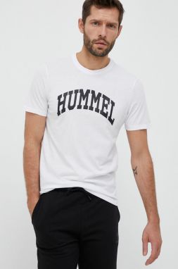 Bavlnené tričko Hummel biela farba, s potlačou