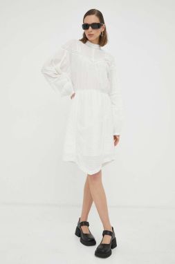Bavlnené šaty 2NDDAY biela farba, mini, áčkový strih