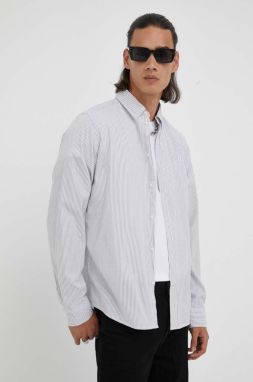 Bavlnená košeľa Les Deux Kristian Stripe pánska, šedá farba, regular, s golierom button-down