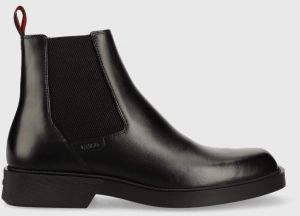 Kožené topánky chelsea HUGO Iker pánske, čierna farba, 50500436