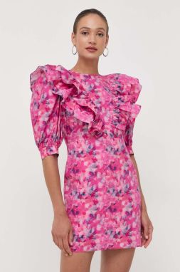 Bavlnené šaty Custommade ružová farba, mini, rovný strih