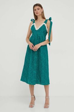 Šaty Custommade zelená farba, midi, áčkový strih