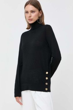 Vlnený sveter MICHAEL Michael Kors dámsky, čierna farba, tenký, s rolákom