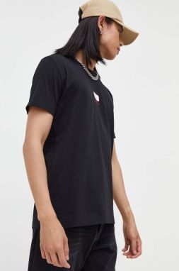 Bavlnené tričko Iceberg čierna farba, s potlačou