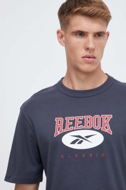 Bavlnené tričko Reebok Classic tmavomodrá farba, s potlačou