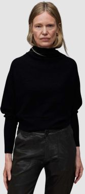Vlnený sveter AllSaints RIDLEY CROP dámsky, čierna farba, s rolákom