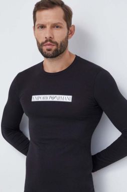 Tričko s dlhým rukávom Emporio Armani Underwear čierna farba, s potlačou