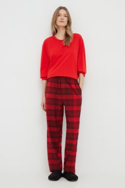 Pyžamo Calvin Klein Underwear dámska, červená farba, bavlnená