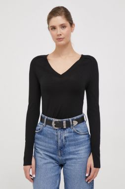 Vlnený sveter Calvin Klein dámsky, čierna farba, tenký