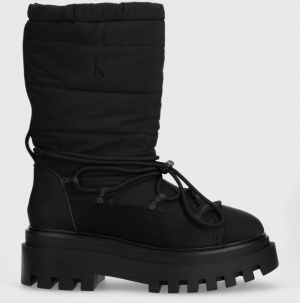 Snehule Calvin Klein Jeans FLATFORM SNOW BOOT NYLON WN čierna farba, YW0YW01146