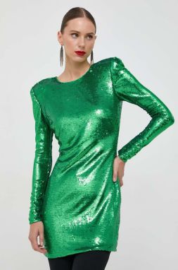 Šaty Bardot zelená farba, mini, priliehavá
