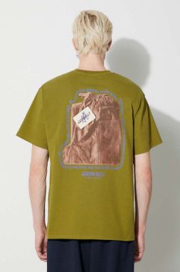 Bavlnené tričko Gramicci Og Gadget Pant Tee pánske, zelená farba, s potlačou, G3FU.T066