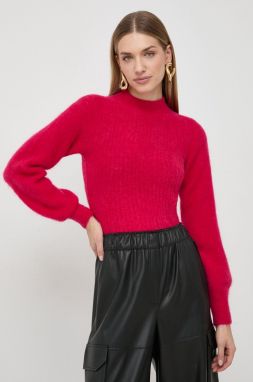 Vlnený sveter Marella dámsky, ružová farba, teplý, s polorolákom