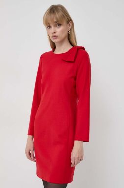 Šaty s prímesou vlny Marella červená farba, mini, rovný strih