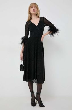 Šaty Nissa čierna farba, midi, áčkový strih