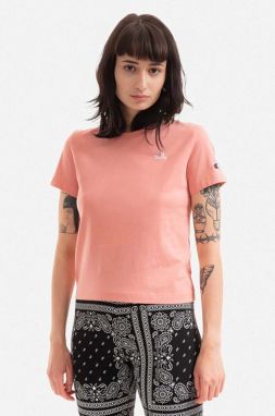 Bavlnené tričko Champion 114929-WW001, ružová farba