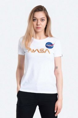 Bavlnené tričko Alpha Industries NASA Pm T 198053.438-white, biela farba