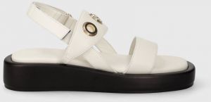 Kožené sandále BOSS Scarlet dámske, biela farba, 50513299