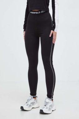 Legíny Karl Lagerfeld Jeans dámske, čierna farba, s nášivkou