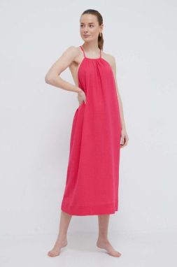 Bavlnené plážové šaty Chantelle ružová farba