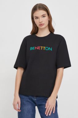 Bavlnené tričko United Colors of Benetton dámsky, čierna farba