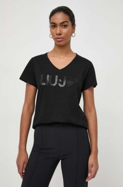 Bavlnené tričko Liu Jo dámsky, čierna farba