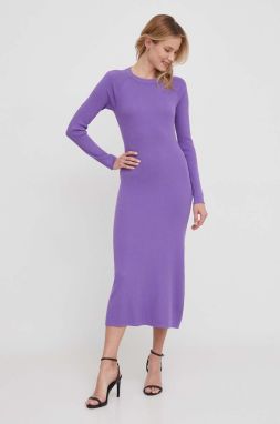 Šaty Sisley fialová farba, maxi, áčkový strih