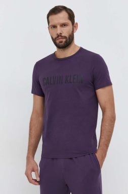 Bavlnené pyžamové tričko Calvin Klein Underwear šedá farba, s potlačou