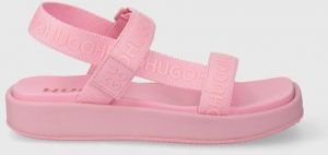 Sandále HUGO Emma dámske, ružová farba, na platforme, 50517560