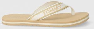 Žabky Tommy Hilfiger HILFIGER BEACH SANDAL dámske, béžová farba, na plochom podpätku, FW0FW07905