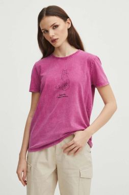 Bavlnené tričko Medicine dámske, ružová farba