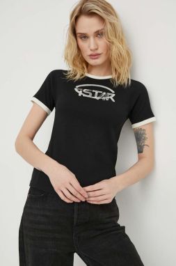 Bavlnené tričko G-Star Raw dámsky, čierna farba