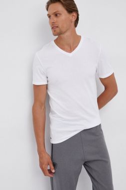 Bavlnené tričko Lacoste TH3374-001, biela farba, jednofarebné