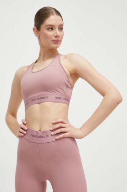 Športová podprsenka New Balance Sleek ružová farba, jednofarebný
