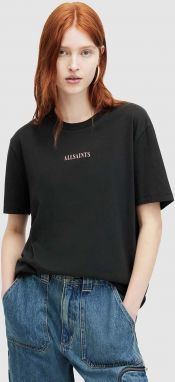 Bavlnené tričko AllSaints CREDI BOYFRIEND dámske, čierna farba