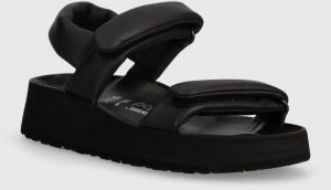 Kožené sandále Birkenstock Theda dámske, čierna farba, na platforme, 1026877
