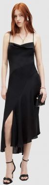 Šaty AllSaints UNA čierna farba, midi, rovný strih