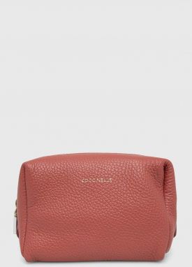 Kožená kozmetická taška Coccinelle ružová farba