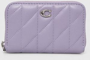 Kožená peňaženka Coach dámsky, fialová farba