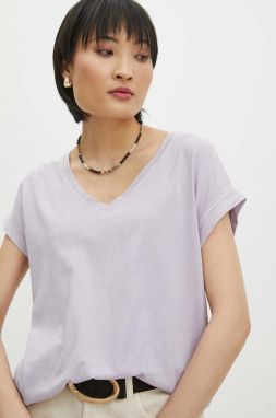 Bavlnené tričko Medicine dámsky, fialová farba