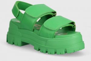 Sandále Buffalo Aspha Snd dámske, zelená farba, na platforme, 1601260.GRN