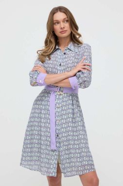 Hodvábne šaty Liu Jo fialová farba, mini, áčkový strih