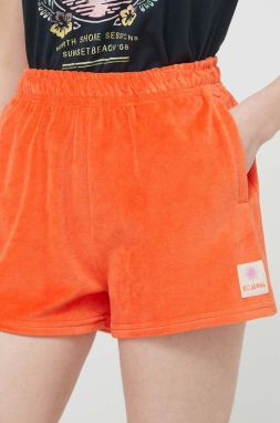 Šortky Billabong dámske, oranžová farba, s nášivkou, vysoký pás, EBJNS00108