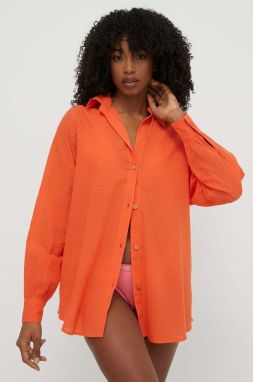 Bavlnená plážová košeľa Billabong oranžová farba, EBJWT00113